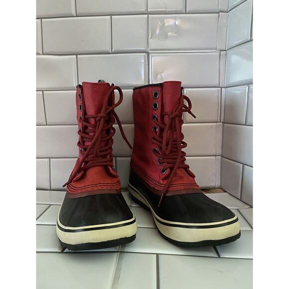 Womens Sorel Premium CVS boot-40154 Size 6.5 Red Black Waterproof - Picture 1 of 8